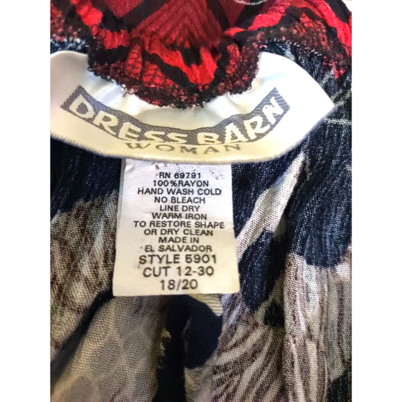 Dress barn Women's Skirt Size 18/20 Elastic Waist Red Black Animals Long Midi - Picture 5 of 6